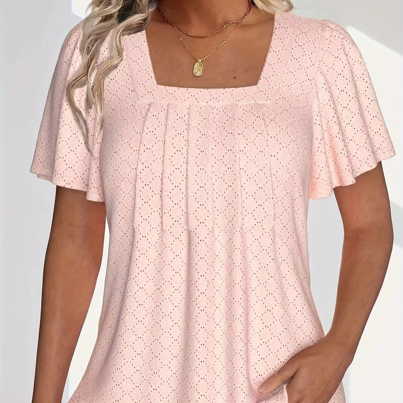 BENFIERI™ | Mirelle – Blus med fyrkantig halsringning och textur