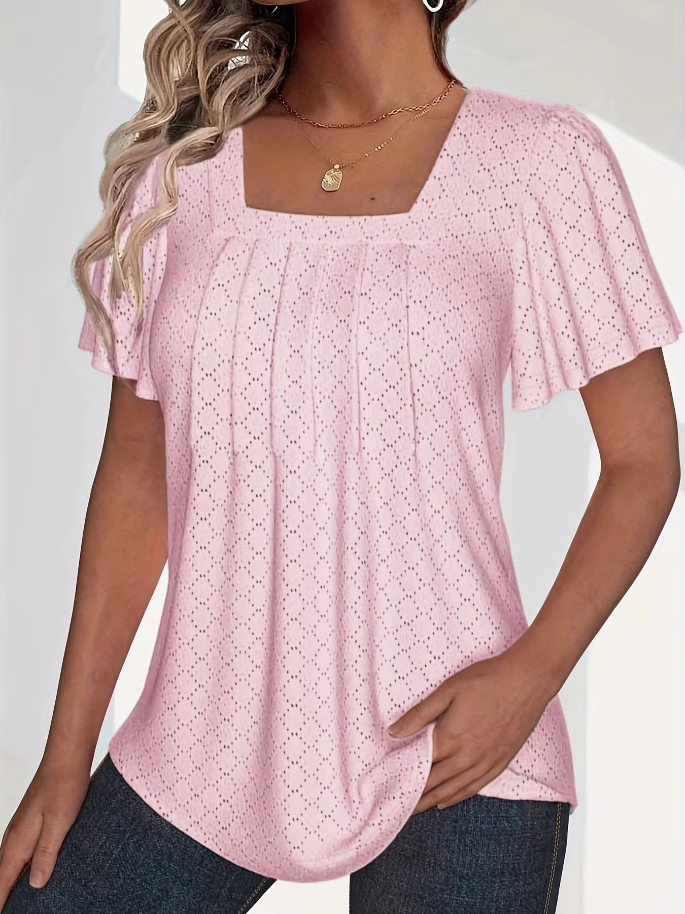 BENFIERI™ | Mirelle – Blus med fyrkantig halsringning och textur