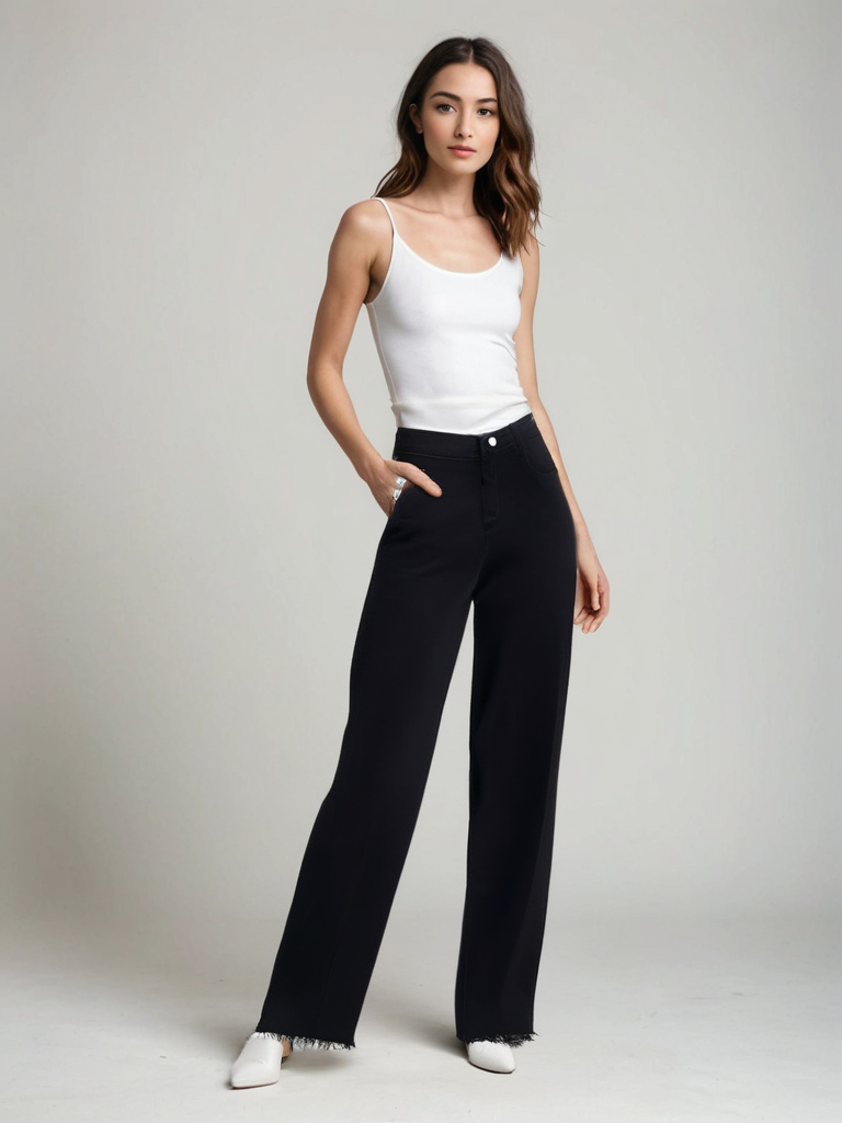 BENFIERI™ | Elegant Svart Jeans med Rå Finish