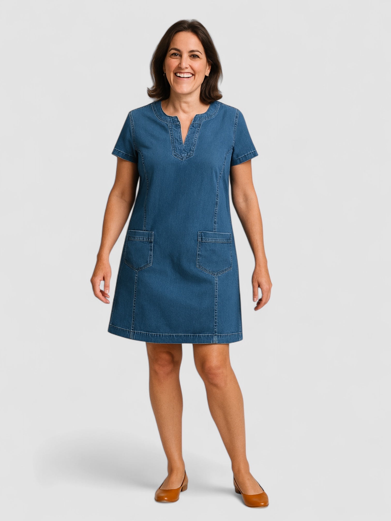 BENFIERI™ | Mjuk Denimklänning med Framfickor