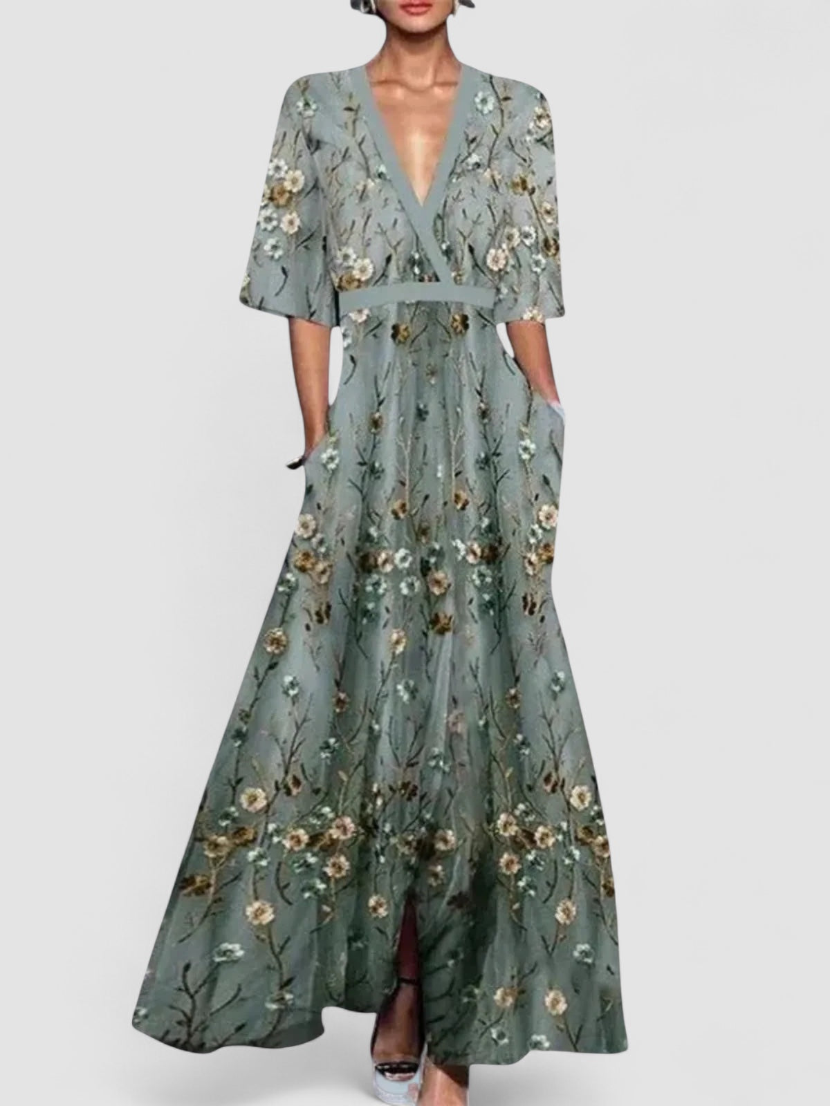 BENFIERI™ | Océane – Elegant Lång Klänning med Blommor