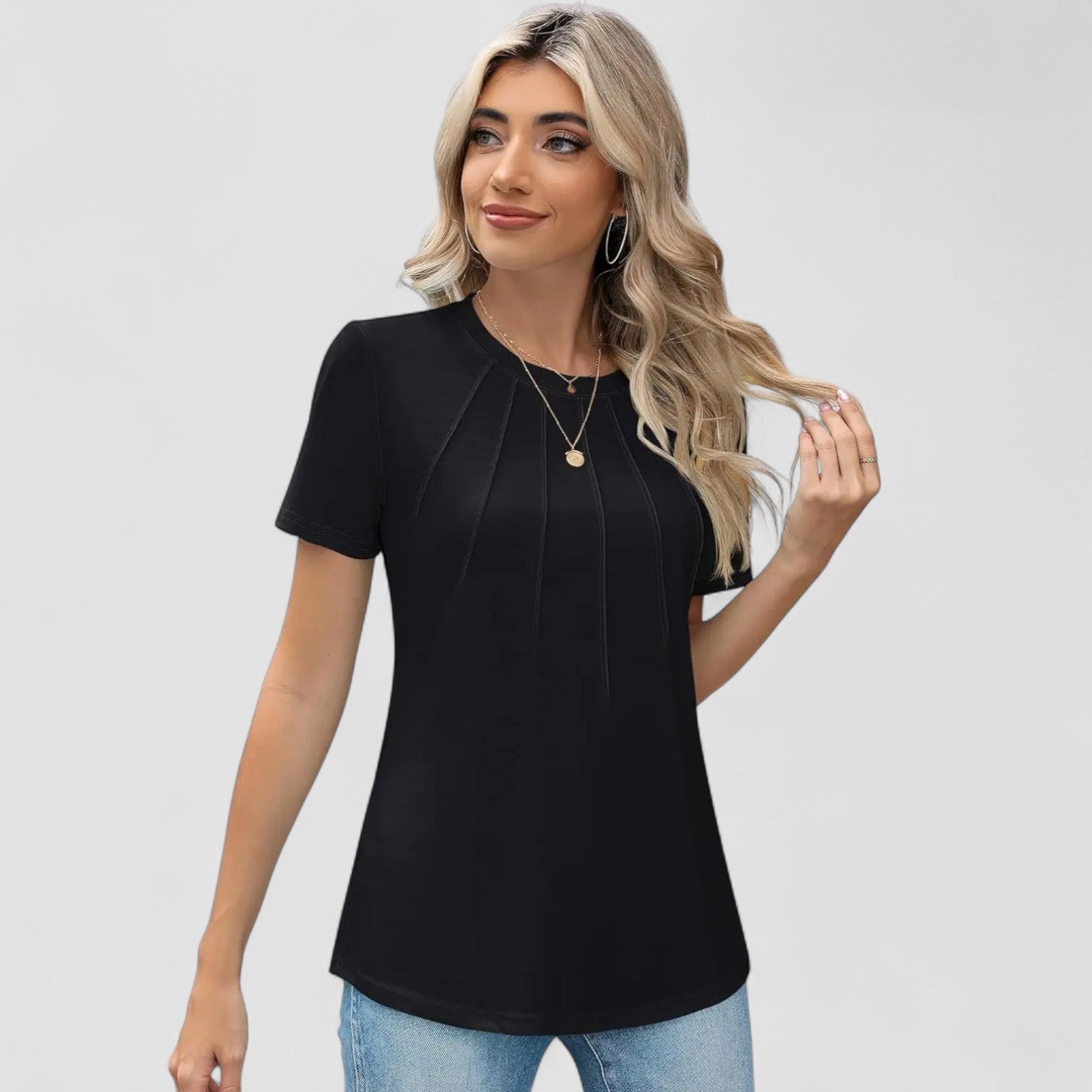 BENFIERI™ | Noelie – Kortärmad topp med sömdetaljer
